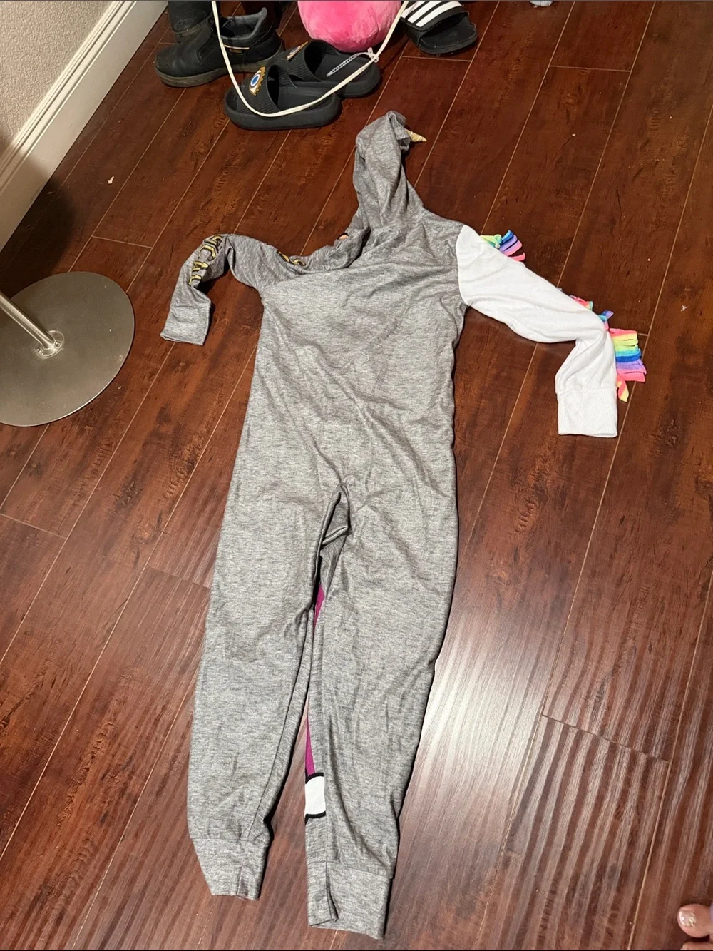 Justice Gray Unicorn Rainbow Hooded One-Piece Footie
